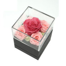 Home Decor Personalized Gift Display Black Case Preserved Clear Luxury Acrylic Rose Flower Box